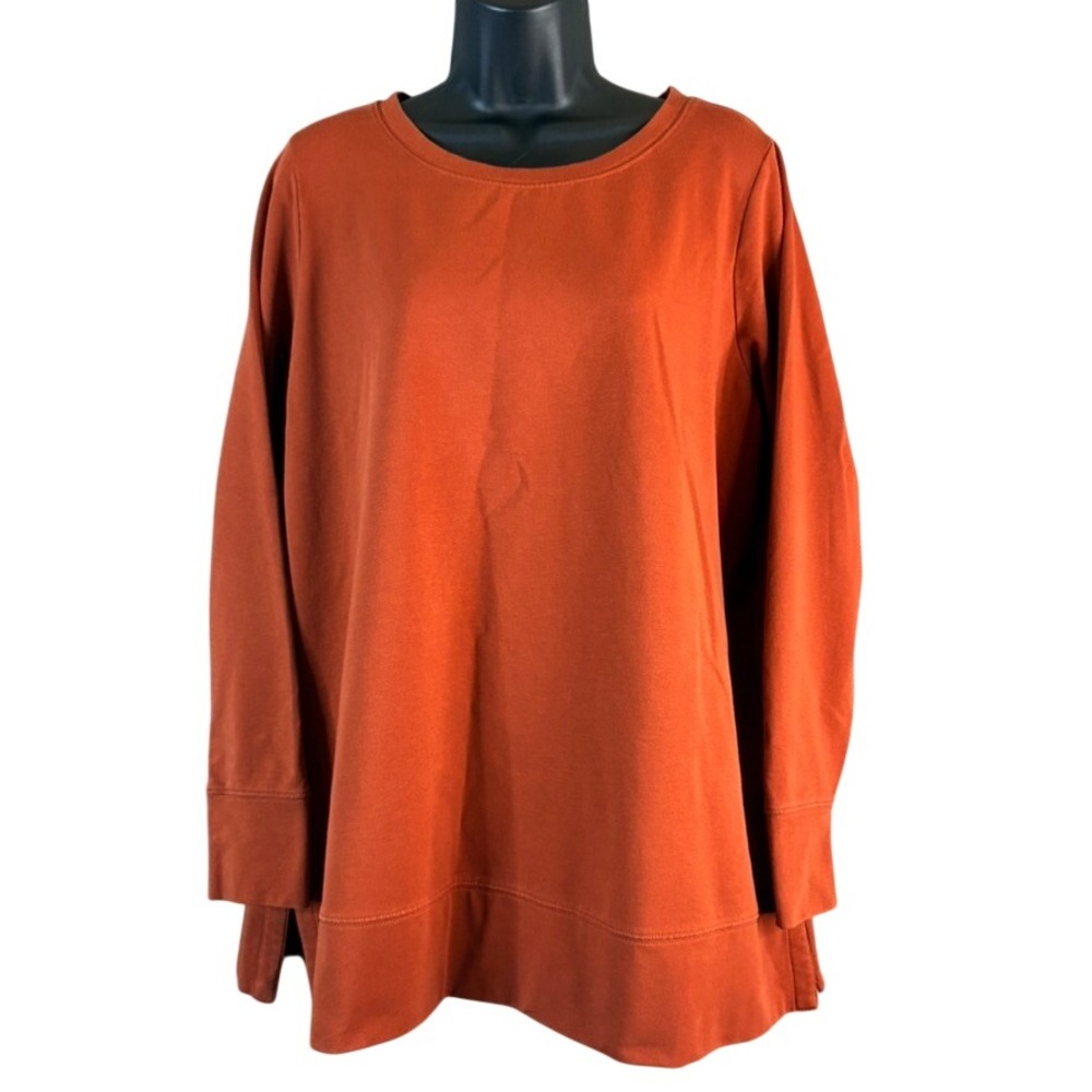 Belle by Kim Gravel Womens Burnt Orange French Terry Tunic Sweatshirt Size Lg